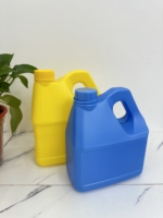 Bouteille vide carrée en PEHD mat de 3L avec poignée latérale, vente en gros, logo personnalisé pour liquide de nettoyage et bouchon à vis