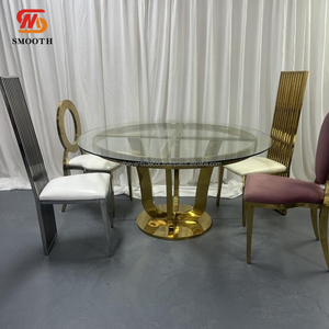 Mesa de Comedor de Acero Inoxidable Dorado de Lujo con Diseño Nuevo y Elegante para Bodas - Product Image 6