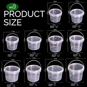 Contenitore per Alimenti in Plastica PP Personalizzato VVG da 1L, 1.5L, 2L, 3L, 5L con Coperchio e Manico per Frutta, Bevande, Latte, Tè, Gelato - Product Image 2