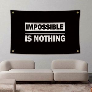 โรงงานขายส่ง คุณภาพดี ราคาดีที่สุด พิมพ์ดิจิทัล ขนาด 3x5 ฟุต 90x150 ซม. ธงสั่งทำพิเศษ "Impossible Is Nothing" - Product Image 4