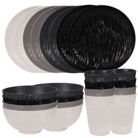 Service de vaisselle moderne en plastique à texture ondulée, résistant au micro-ondes, peint à la main, assiettes, bols, tasses, blanc, pour la maison et la cuisine