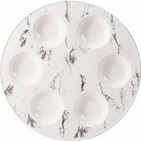 Assiette de Seder Moderne en Céramique Marbrée Écologique Jetable à 6 Compartiments – Plat Rituell de Pessa'h Durable et Élégant – Cadeau Religieux Judaïca