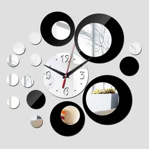 卸売北欧ノベルティビッグウォッチ3Dフレームレス大型ホーム装飾モダン高級DIYミラーアクリルデジタル壁掛け時計