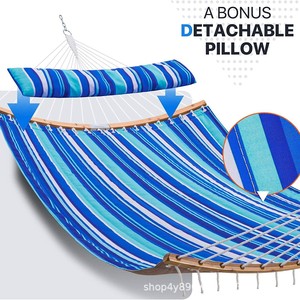 Hamaca Portátil Woqi para 2 Personas, Diseño Costero, Rayas Azules, Capacidad de 440 Lb, para Jardín, Patio, Exterior, Tela de Poliéster - Product Image 3