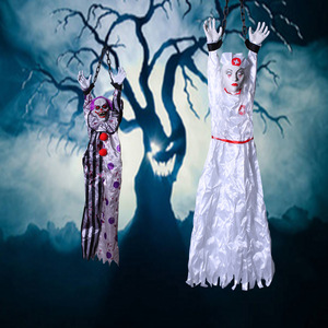 DAMAI <span class=keywords><strong>Halloween</strong></span> colgante sacudiendo payaso aterrador con ojos rojos claros sonido táctil activado para <span class=keywords><strong>Halloween</strong></span> decoración de patio al aire libre Prop - Product Image 4