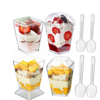 Stocks d'usine – Nouveaux gobelets miniatures carrés transparents écologiques sans BPA pour desserts, parfaits, glaces et mousses, parfaits pour les fêtes