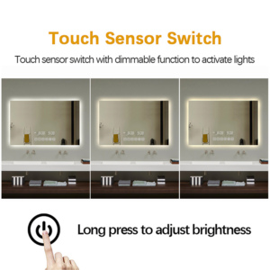 Gương Trang Điểm Thông Minh Chiếu Sáng Hình Chữ Nhật Không Khung Kiểu Hiện Đại Gương Treo Tường Phòng Tắm Không Có Sương Mù - Product Image 4