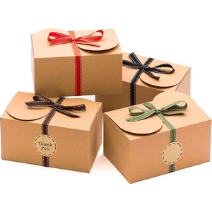 Kraft paper biscuit <b>box</b> with ribbons and stickers, <b>small</b> cardboard <b>gift</b> <b>box</b> for <b>gift</b> giving, customizable according to needs - Product Image 3