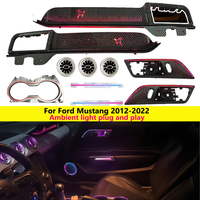 Mustang 2016+ için Premium Araç LED Ambiyans Işık Kiti, Tam Kabin Çok Bölgeli Gösterge Paneli Kapı Paneli Havalandırma Su Bardaklığı Işığı