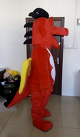 Costume de mascotte de dinosaure rouge personnalisé incroyable pour adultes - Unisexe, en peluche, pour usage sportif en club