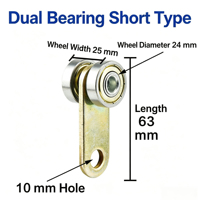 Roue de chariot pour portail coulissant 32*30mm, rouleau suspendu pour rail en acier inoxydable 63mm, roue de poulie suspendue à double roulement C30 de type court