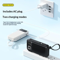 Chargeur portable pratique avec câble intégré, charge rapide PD 22,5 W, prise secteur, batterie au lithium polymère PVC 20 000 mAh