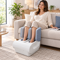 Masseur de pieds blanc avec compression d'air, pétrissage Shiatsu, chaleur et couverture 3D complète pour la relaxation des pieds et des mollets