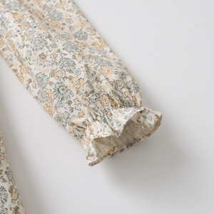 Automne manches longues filles robe à la main smocké col blanc avec bouton impression florale enfants bébé fille robes - Product Image 4