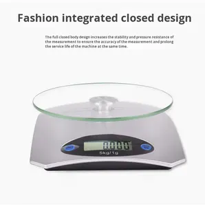 제조업체 도매 KE-5 LCD 주방 저울 5KG 용량 1g 정밀 타레 기능 유닛 변환 유리 표면 식품 그램 허브용 - Product Image 5