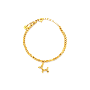 Fashion <b>Beaded</b> <b>Bracelet</b> PVD <b>Gold</b> Plated 316L Stainless Steel Balloon Dog Charm - Product Image 2