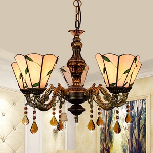 Pendel leuchte Glas Pendel leuchten Einfache Blatt Kronleuchter und Lampen Buntlampe Hohe klassische antike Beleuchtung Tiffany - Product Image 1