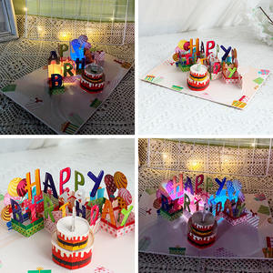 Yaratıcı tebrik kartları çikolata doğum günü pastası dışarı darbe mumlar müzik ışıkları ins rüzgar doğum günü hediyesi 3D kek toptan - Product Image 4