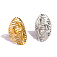 Anillo de Dedo Grande de Acero Inoxidable Hueco al por Mayor para Mujer, Impermeable, con PVD de 18K, Accesorios de Mano, Joyería de Moda, Regalo