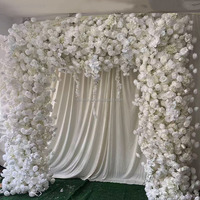 NIKA Décoration de mariage et d'événements, toile de fond florale en tissu, arche florale artificielle blanche de 8 pieds