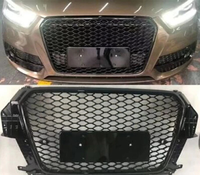 Parrilla Delantera Estilo Panal de Abeja, Material ABS, Estilo RSQ3, Marco Cromado PNB, Rejilla Negra para Audi Q3 SQ3 2013-2015 8U, Fácil Instalación