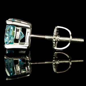 Bijoux fins unisexes pour femmes, plaqués or 18 carats, argent sterling 925, moissanite taille brillant 5 mm/6,5 mm, boucles d'oreilles à griffes - Product Image 3