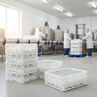 Caisse à lait pliable haute capacité, perforée, à ouverture profonde, design européen, robuste, empilable, recyclable, antibactérienne, modèle KE 4418