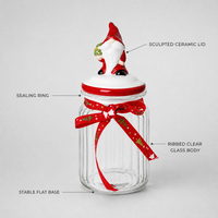 Pot à bonbons en sucre de cuisine Boîte à biscuits en verre avec couvercle en céramique au design de Noël