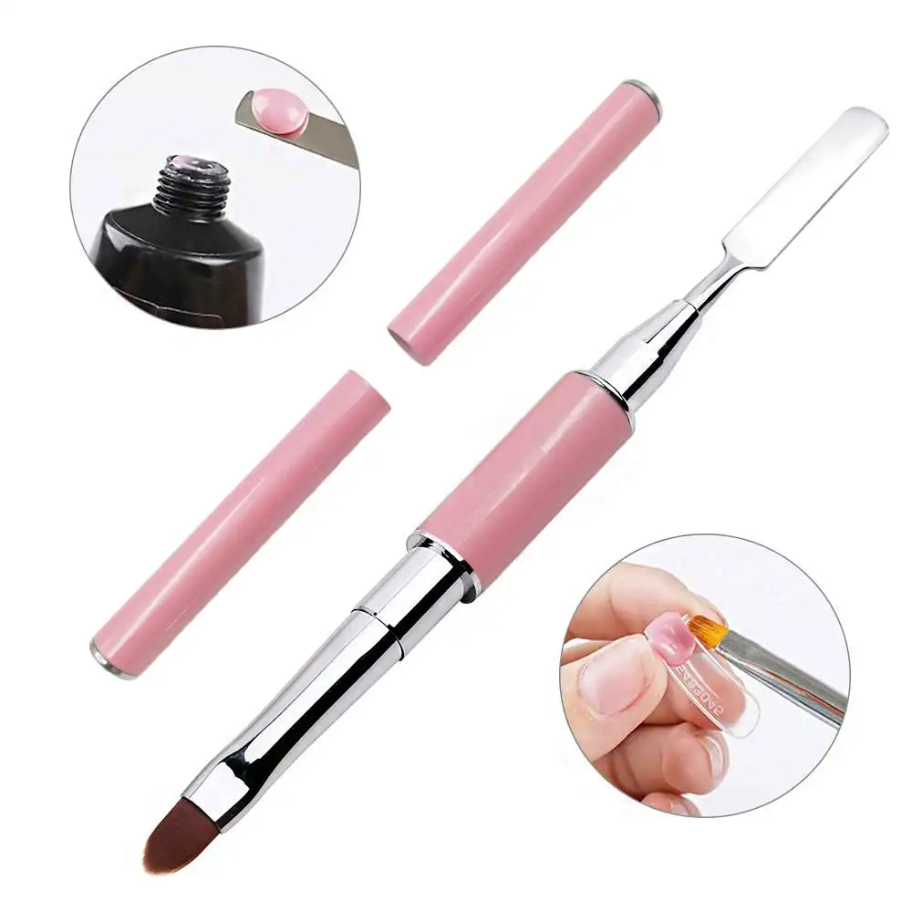 Dual-Ended Poly Gel Nail Brush Picker 2 Trong 1 Thiết Kế Acrylic Nail Brushes Thép Không Gỉ Nail Tool Cho UV Gel Mở Rộng