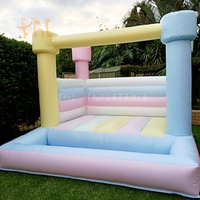 Trampolin bertema pelangi terlaris, rumah pantul anak-anak, trampolin pernikahan