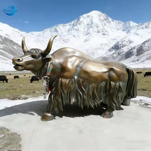 รูปปั้นแพะป่าสีบรอนซ์ งานประติมากรรมสัตว์ งานศิลปะตกแต่งจากแพะทิเบต งานหล่อทองแดงทำมือ ของตกแต่งสวนกลางแจ้ง - Product Image 3