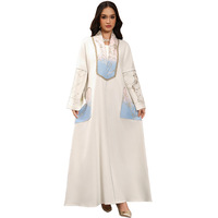 Abaya dégradée à fleurs multicolores de l'Aïd, vêtements islamiques modestes à l'avant ouvert pour les rassemblements festifs saoudiens de Dubaï