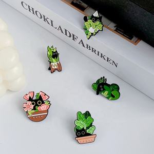 Kucing Dalam Tanaman Pin Enamel Kustom Kucing Hitam Pot Tanaman Bros Kerah Lencana Menyenangkan Hewan Tanaman Perhiasan Hadiah untuk Anak-anak Teman-teman - Product Image 4
