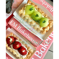 Boîte d'emballage rectangulaire en carton de qualité alimentaire pour tarte aux fruits avec fenêtre transparente Boîte d'emballage en papier rose pour tarte aux fruits