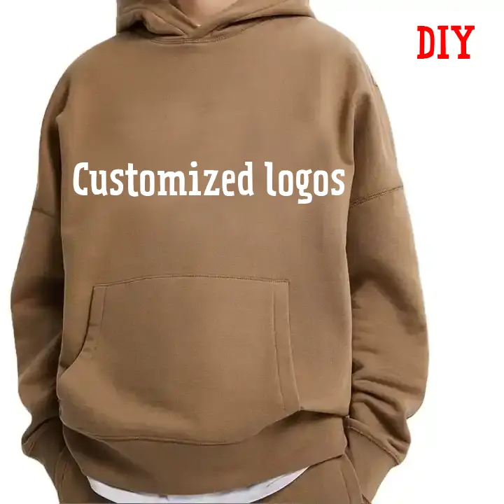 men's 100% cotton thick heavy french terry high quality blank oversized streetwear custom logo pullover hoodies