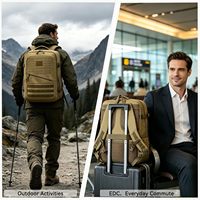 Sac à dos de voyage grande capacité, sac à dos de cabine avec système MOLLE découpé au laser, résistant aux éclaboussures, pour ordinateur portable