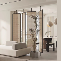 Cloison de séparation moderne en fer et rotin pour restaurant, hôtel, salon de thé - Design artistique d'intérieur