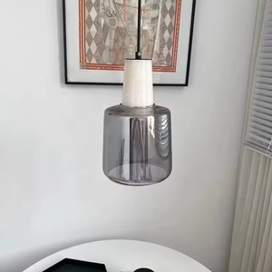 Lámpara colgante de mesita de noche LED de diseñador de lujo con luz simple moderna de cristal de mármol - Product Image 5