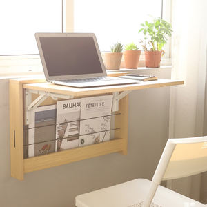 Bureau d'ordinateur portable pliable mural <span class=keywords><strong>en</strong></span> MDF, support réglable, bureau d'apprentissage suspendu écologique, étagère pour la maison, petit - Product Image 4