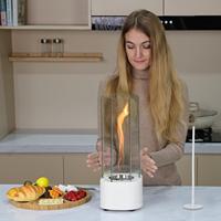 Décoration de table extérieure Lampe de cheminée portable en acier inoxydable Barre créative Chauffage intérieur Poêle Lumières Verre Rock Alcool