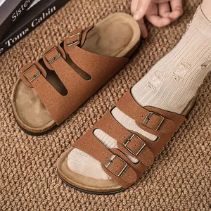 2025 Sommer Neue Sport-Strandschuhe für Herren Dreireihige Rutschfeste Plateau-Sandalen Offene Flache Weich Gepolsterte Sohle Lässige Herrenbekleidung - Product Image 1