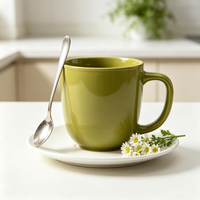 Grande capacité, vert olive, style américain, réutilisable, passe au lave-vaisselle, rentrée scolaire, logo personnalisé, cadeau d'entreprise, céramique