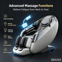 Fauteuil de massage portable de luxe électrique intelligent AI avec chaleur, fonction Shiatsu, trajectoire SL, zéro gravité, pour le dos et le spa, 3D 4D, de qualité professionnelle