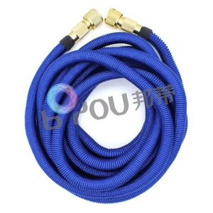 Manguera de riego de poliéster expandible marrón con cabezal mágico retráctil de cobre y boquillas verdes, sin fugas, para jardín - Product Image 3