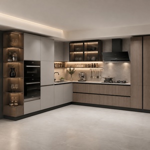 Meubles de cuisine en L de luxe certifiés FSC, armoires de cuisine modernes minimalistes modulaires, fabricant de meubles sur mesure pour manoirs - Product Image 1