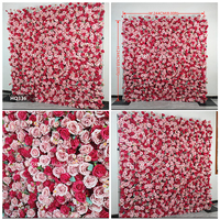 Panel Dinding Bunga Mawar 3D Kustom untuk Dekorasi Pernikahan dan Wisuda, Dinding Bunga Sutra Buatan untuk Hari Valentine