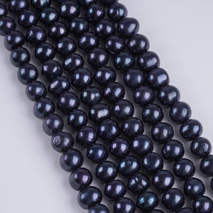 Vente en gros de perles d'eau douce naturelles noires de 9 à 10 mm, perles semi-finies pour collier, pour la fabrication de bijoux faits main - Product Image 2