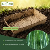 Plateau alimentaire jetable en pulpe de bambou 7,09"x5,28"x1,77" – Plateau de service compostable en fibre, biodégradable, pour restaurants (vente en gros)