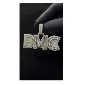 Pendentif personnalisé en argent sterling 925 haut de gamme avec diamant baguette VVS D, style hip-hop, parfait pour un usage quotidien et les festivals - Product Image 1