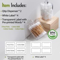 Support distributeur en acrylique pour rangement de salle de bain, organiseur de cotons-tiges, disques et boules de coton